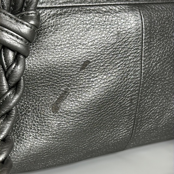 B. MAKOWSKI Pebbled Leather Hobo Bag A211928 Grey Pockets Braided Straps Classic - Picture 13 of 15